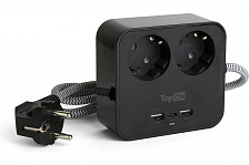 ������� ������ TopON TOP-PWS2 �� 2 EU ������� � 2 USB-A, USB Type-C, 4000W.